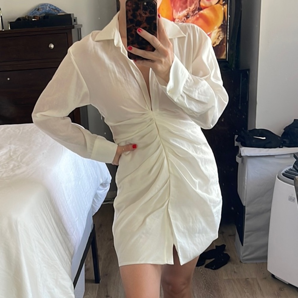 ZARA long sleeve button up shirt dress